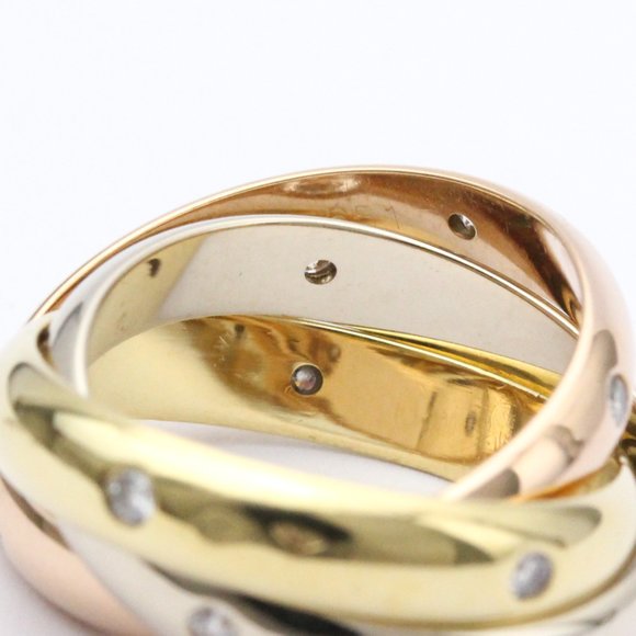 Polished CARTIER Trinity Ring 15PD Diamond TriColor 18K Gold BF558716 - Picture 9 of 9
